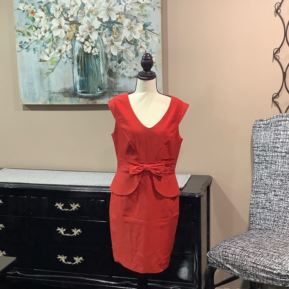 Mystic Red Dress with Bow Accent